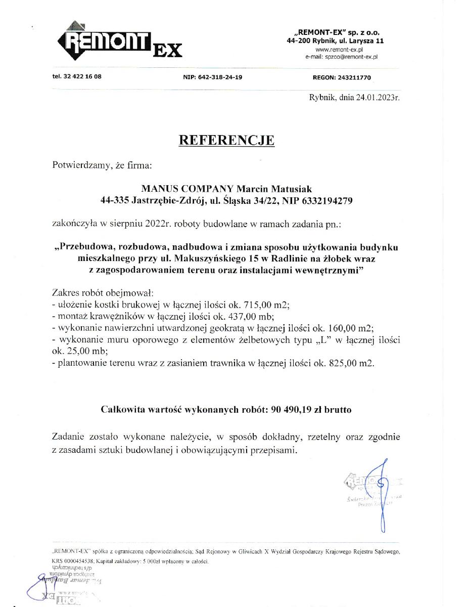 Referencje 2023 Remont-ex – Radlin, ul. Makuszyńskiego